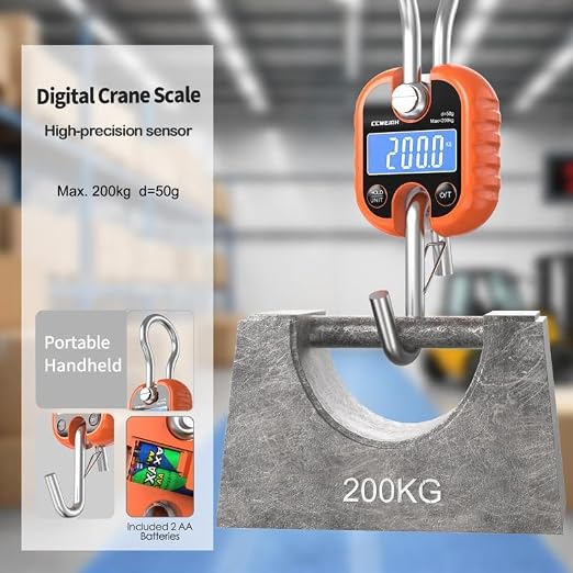 Hanging Scale Handheld 440lb/200kg Crane Scale Luggage Scale,with ABS Plastic case & Big LCD Display, Portable Digital Mini Crane Scale Fishing Scale,for Gym,Hunting,Travelling - Image 3