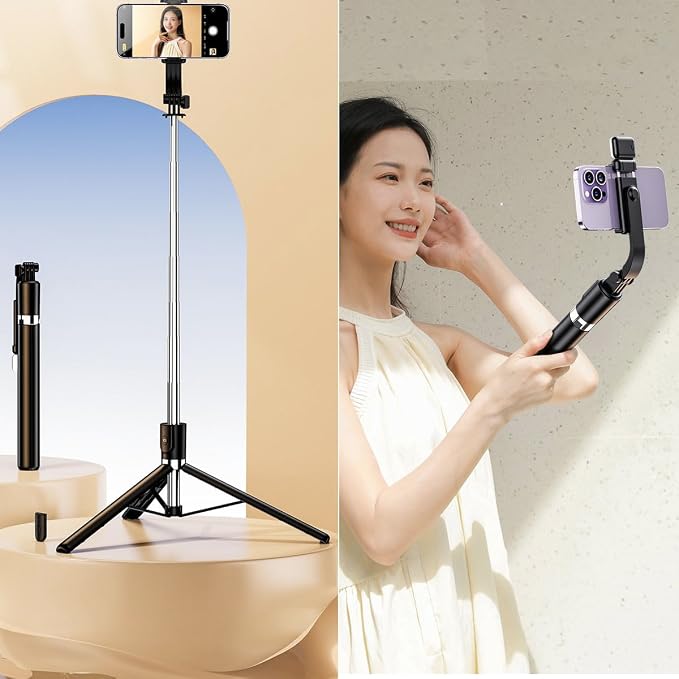 67” Phone Tripod & Selfie Stick Travel Tripod for iPhone Selfies, with Phone Holder 360° Rotation Extendable Selfie Stick for iPhone for Travel/Selfie/Vlog Compatible with/Android - Image 3