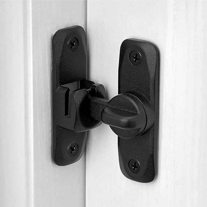2 Pcs Matte Black 90/180 Degree Sliding Door Latches,Right Angle Door Lock | Zinc Alloy Flip Latch,Barn Door Latch,Cabinet Lock,for bedroom,cabinet,drawer,Gardens,Wine Cabinet,garage,window,Pet Cage - Image 3