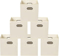 Yunkeeeper storage bins Cubes, Fabric Cube Organizer with Handle, Foldable Cube Bins for Cloth or Accessary Storage, 11x11x11, Set of 6, (Creamy White) by Yunkeeper