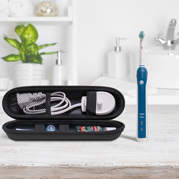 Nincha EVA Electric Toothbrush Case - Durable Hard Shell Travel Case with Mesh Pocket - Fits Most Powered Toothbrush Products (Black) - Image 4