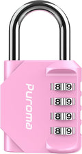 Puroma 1 Pack Combination Lock Locker 4 Digits Combo Padlock Gym Pink | For School Gate Fence Toolbox Hasp Storage, Outdoor, Resettable, Weatherproof, Side Window, Crack Cut Resist, Hardened Steel by Puroma