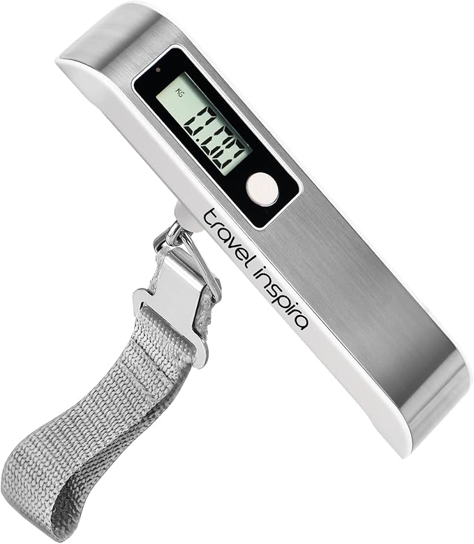 travel inspira Luggage Scale, Portable Digital Hanging Baggage Scale for Travel, Suitcase Weight Scale with Rubber Paint, 110 Pounds, Battery Included by TravelInspira