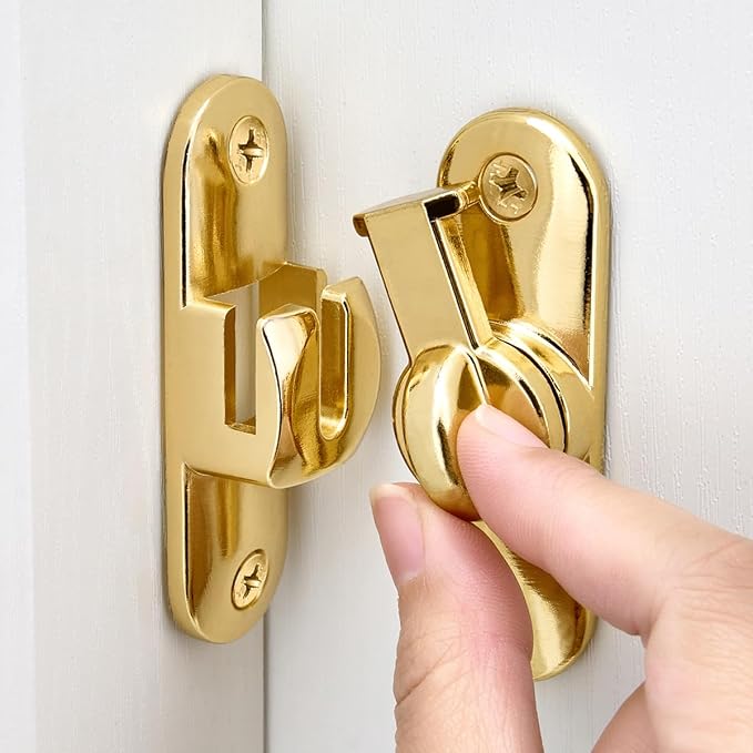 Gold 90/180 Degree Barn Door Latches,Flip Gate Lock | Zinc Alloy Flip Gate Latches,Right Angle Door Lock,for bedroom,garage,sliding door,window,cabinet,drawer,pet enclosures - Image 3