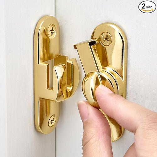 2 Packs Gold 90/180 Degree Barn Door Latches,Flip Gate Lock | Zinc Alloy Flip Gate Latches,Right Angle Door Lock,for bedroom,garage,sliding door,window,cabinet,drawer,pet enclosures by INIRET