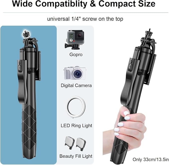 60" Phone Tripod & Selfie Stick - Tripod for iPhone with Remote, Extendable Cell Phone Stand Holder for Video Recording Vlog, Travel Tripode Compatible with iPhone Android Camera - Image 6