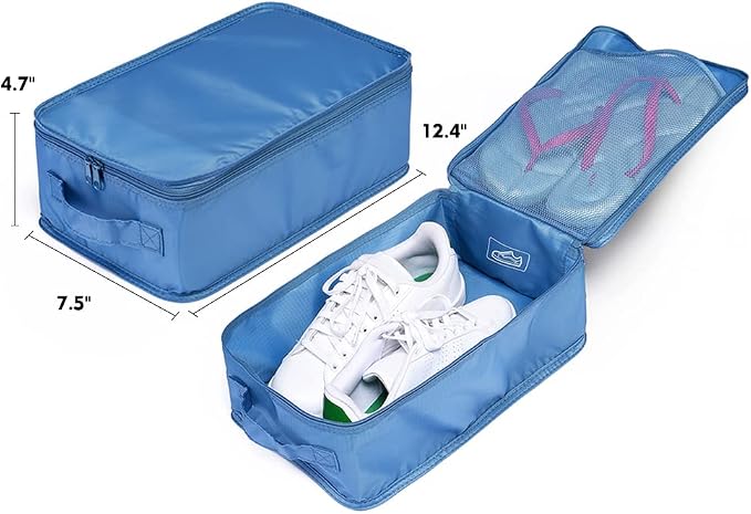 Travel Shoe Bags, Foldable Waterproof Shoe Pouches Organizer-Double Layer (4 Seablue Shoe Bags) - Image 4
