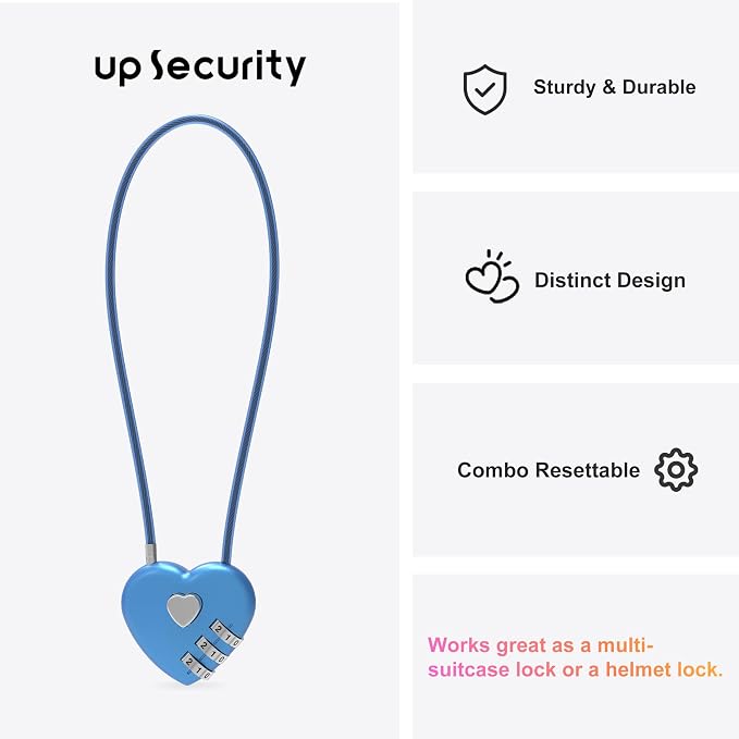 3 Digit Combination Lock, Thin Cable Lock with Code, Cable Padlock Combination, for Travel Essentials, Luggage, Helmet, Stroller, Wardrobe Closet, French Refrigerator Door, Pool Gate - Image 2