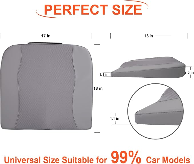 Lofty Aim Car Seat Cushion, Memory Foam Car Seat Cushions for Long Driving | Comfy Car Seat Pillow for Pain Relief, Driver Seat Cushion Adds Height, Butt Cushion for Car, Truck, Office Chair, Gray - Image 7