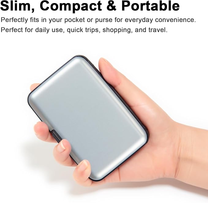 Credit Card Holder Small RFID Blocking Wallet Business Metal Slim Mini Aluminum Hard Case for Women Men - Image 2