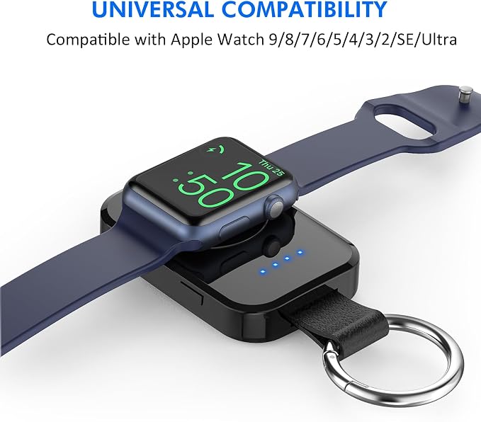 Portable Wireless Charger for Apple Watch,Travel Magnetic iWatch Power Bank | Compact Smart Charging, 1000mAh Battery, On The Go, Keychain Accessories, for iWatch Series 11/10/9/8/7/6/5/4/3/2/SE/Ultra - Image 5