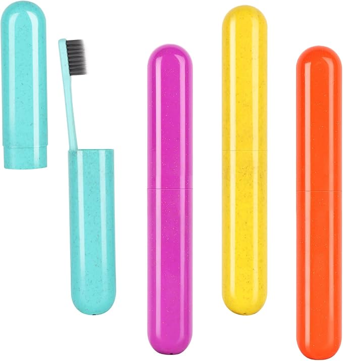 Hooqict 4 Pack Travel Toothbrush Case Portable Travel Toothbrush Holder Plastic Toothbrush Container Protector Cover for Traveling, Camping, Home, School, Business by Hooqict