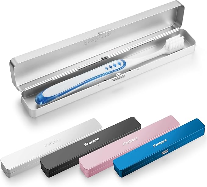 Frekare Toothbrush Case Aluminum, Travel Toothbrush Holder Kit Portable | 4 Pack Manual Toothbrush Travel Case for Bathroom, Camping, Business Trip, School Toothbrush Organizer by Frekare