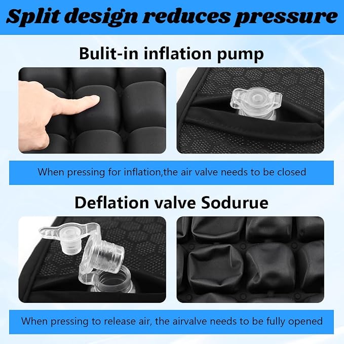 Travel Cushion Airplane Seat,Inflatable Air Seat Cushion for Long Flight | Press Type Air Inflatable Cushion,3D Air Cell Seat Cushion,Car Wheelchair Stadium Office Seat Cushions,Pressure Relief,Gifts - Image 7