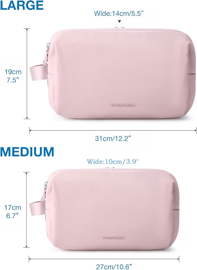 BAGSMART Toiletry Bag for Men, Travel Toiletry Organizer Dopp Kit Water-resistant Shaving Bag for Toiletries Accessories, Door Room Essentials,Pink-medium - Image 7