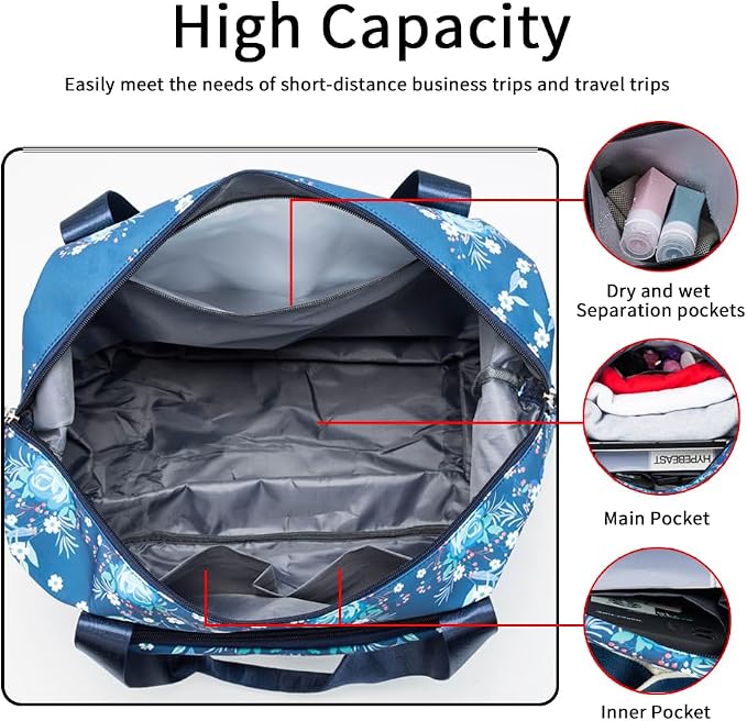 Large Capacity Foldable Travel Bag | Expandable Portable Carry on Bag Dry&Wet Separation Sports Duffel Bag - Image 5