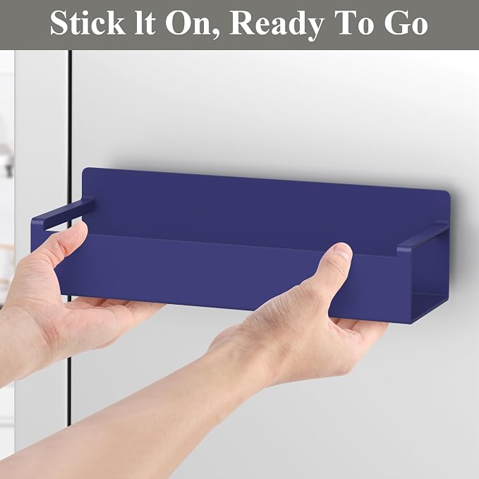 HuggieGems 4 Pack Magnetic Spice Rack Organizer for Refrigerator and Oven, Dark Blue Fridge Organizers and Storage for Kitchen - Image 5