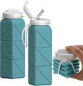 BEAUTAIL Collapsible Water Bottles with Straw 21 oz, Travel Water Bottle | BPA Free, Leakproof & Reusable, Silicone Foldable Water Bottle for Traveling, Hiking, School, Sports, Outdoor, 1-Pack, Blue by BEAUTAIL