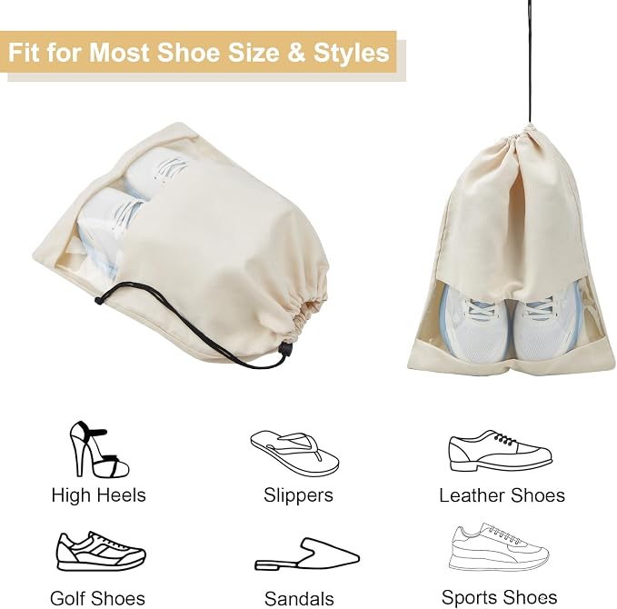 4 Pcs Shoe Bags for Travel with Clear TPU Window & Drawstring Closure | 13.8"x17.7" Fits Most Shoes, Dust Resistant, Washable & Reusable, Travel Shoe Storage Bags for Men & Women - Image 4