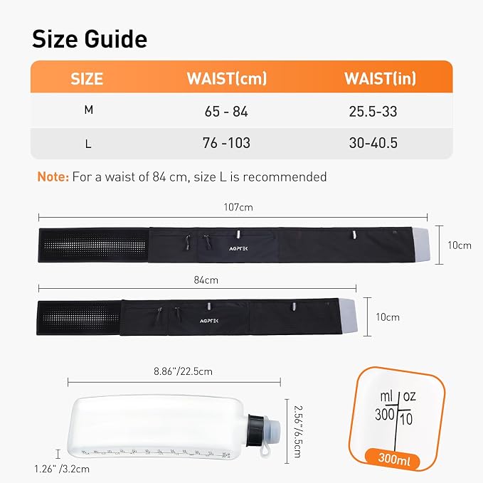 AGPTEK Slim Running Belt with Waterproof Phone Pocket for Women & Men | Hook & Loop Design,Breathable and Reflective for Jogging, Workout and Running, L - Image 6