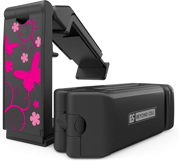 Travel Accessories, Universal Seat Back Tray Table Hands Free Phone Clip Holder, Adjustable Pocket Size Airplane Travel Essentials Compatible with iPhone and Android (Pink Butterfly B) - Image 3