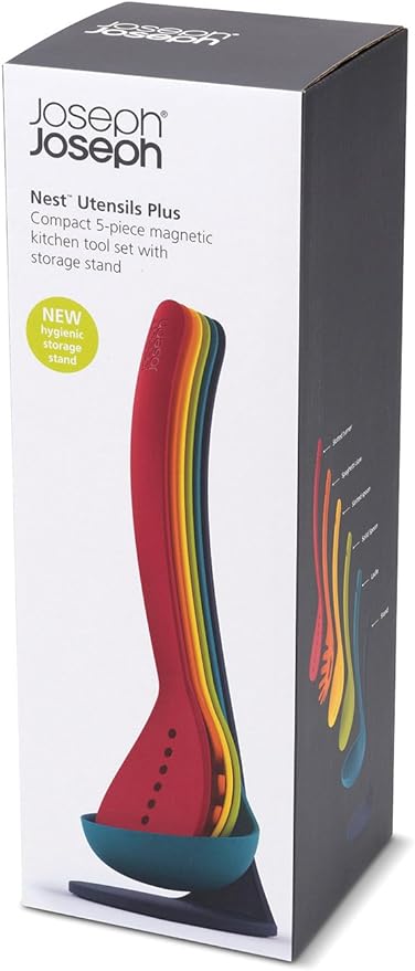 Joseph Joseph Nest Utensils Compact Stacking Kitchen Tool Set with Magnetic Storage Stand Nylon, 5-piece, Multicolored - Image 3
