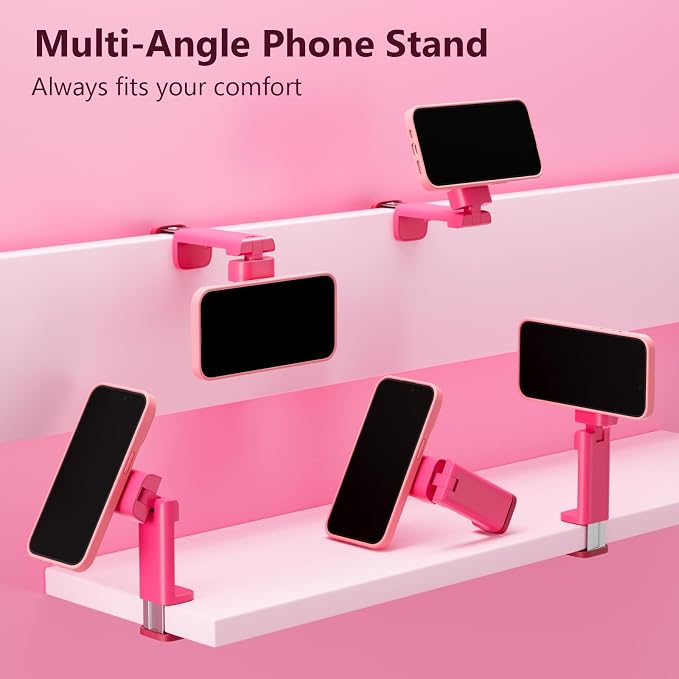 MiiKARE Magnetic Airplane Phone Holder Mount for Magsafe, Barbie Pink | Universal Hands-free Phone Holer with 360° Rotation for Flying, Accessory Travel Must Haves Phone Stand for Desk, Tray Table - Image 3