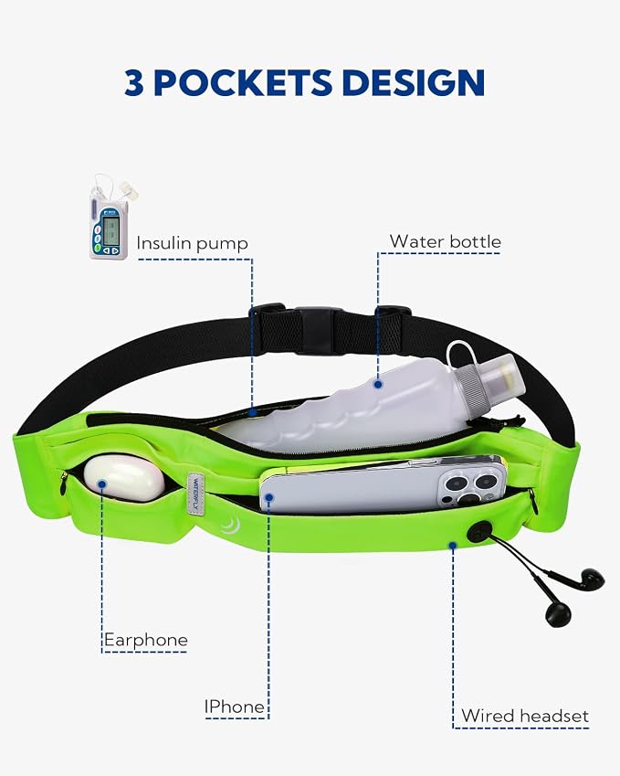 WATERFLY Running Belt Fanny Pack: Runner Marathon Jogging Waist Pack Sport Workout Exercise Fitness Phone Holder Belt for Men Women Jogger Slim Waistband Black - Image 4