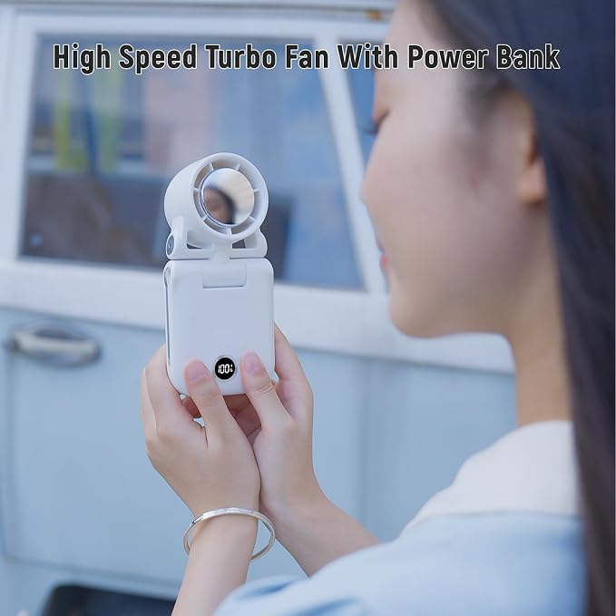 Mini Portable Handheld Clip On Rechargeable Personal Hand Fan with LED Display, High Speed Turbo Battery Operated 100 Speeds Small Fan for Travel/Outdoor/Concerts/Lash/Makeup (update purple) - Image 2