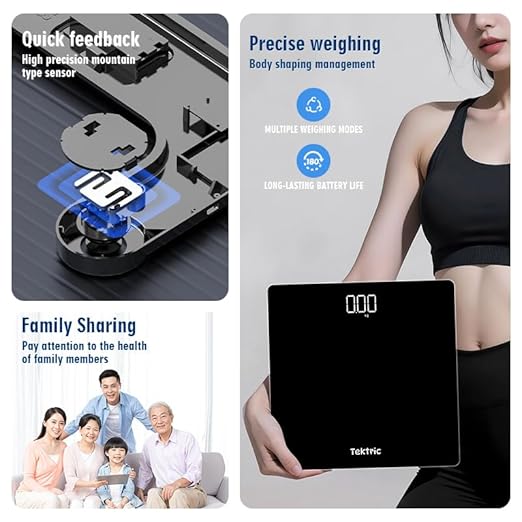 Digital Bathroom Scale for Body Weight - Highly Accurate Weight Scale for People with LED Display, Rechargeable Battery, 400 lb Capacity, Step-On Technology, KG/LB, C-Type Cable - Image 6