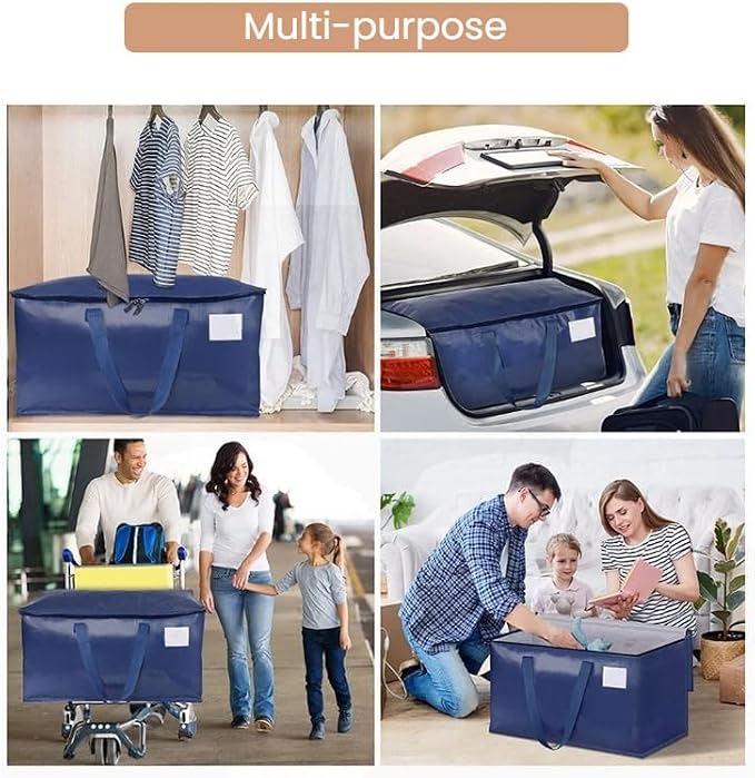 Moving Bags, Extra Large Heavy Duty Family Moving Bags with Reinforced Handles & Visible Window, Zippered Storage Bags for Clothes, Bedding, Dorm Room Essentials, Packing Supplies Alternative to Boxes - Image 5