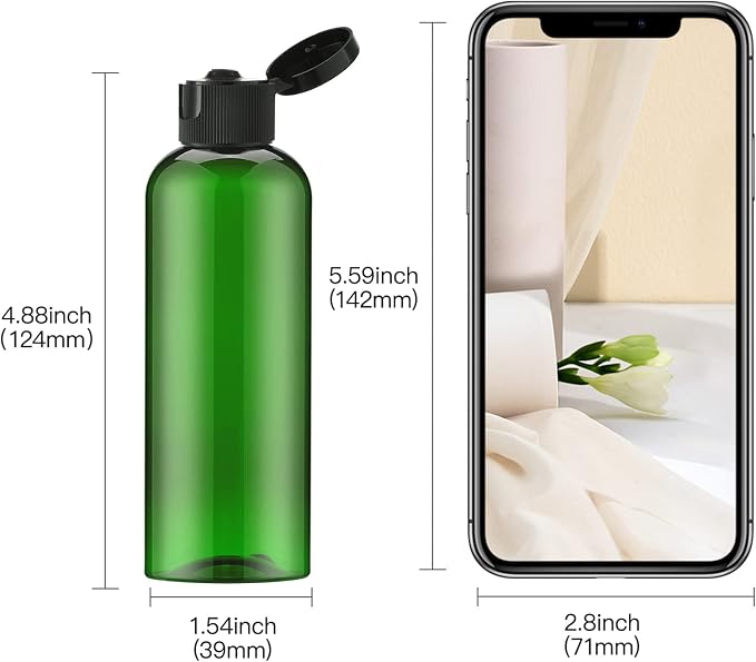 LISAPACK 3.4 oz Travel Bottles for Toiletries, Plastic Shampoo Containers | 5pcs small size dispenser, squeeze tubes, leak proof, small empty for liquid, lotion, conditioner, soap, 100 ml, TSA, green - Image 5