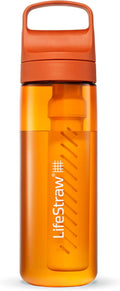 LifeStraw Go Series BPA-Free Water Filter Bottle, 22 oz, Kyoto Orange | Plastic Water Filter Bottle for Travel and Everyday use removes Bacteria, parasites and microplastics, Improves Taste by LifeStraw