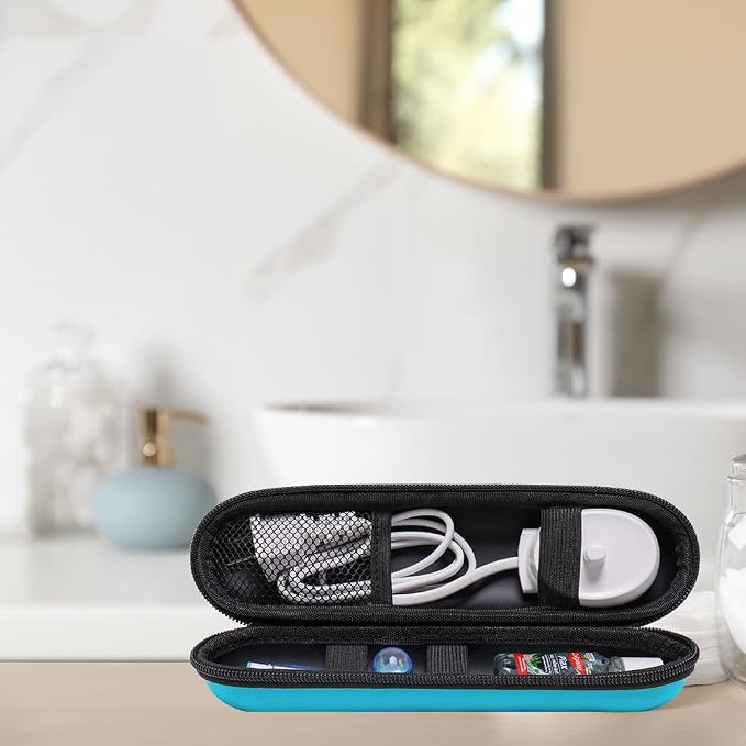 Nincha Electric Toothbrush Travel Case Compatible with Oral-B/Philips Sonicare/Colgate/Reach, and Most Electric Toothbrush, Includes 2 Universal Toothbrush Covers (Blue Case + Blue Covers) - Image 6