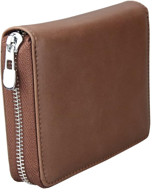 RFID Blocking 24 Slot Credit Card Holder Wallet Real Leather Multi Card Organizer Wallet with Zipper - Image 4
