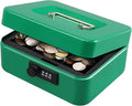 KYODOLED Cash Box with Combination Lock,Safe Metal Box for Money,Storage Lock Box with Money Tray,7.87"x 6.30"x 3.54" Green Medium by KYODOLED