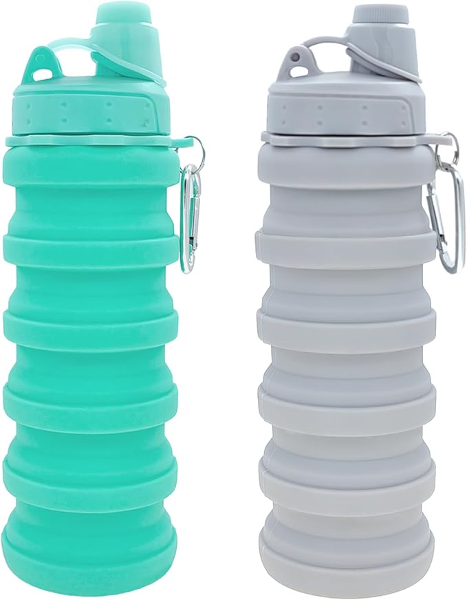 Collapsible Water Bottles Travel water bottle Sports Portable Sport Water Bottle Reusable Water Bottles comes with mountaineering Buckle 500ml silicone Water-proof camping water bottle by YCTMALL