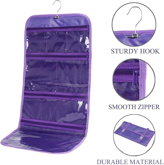 Foldable Clear Hanging Travel Toiletry Bag Cosmetic Organiser Storage - Image 3
