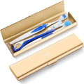 Wider Aluminum Toothbrush Travel Case, Portable Travel Toothbrush Holder, Durable Manual Toothbrush Box Container for Traveling, Bathroom, Camping, Business Trip, Gold by Oralphi