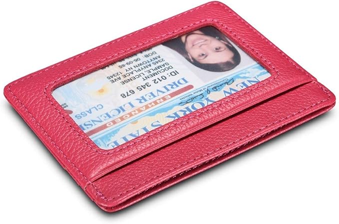 KALMORE womens Credit Holder Genuine Leather Slim Minimalist Card Case Wallet, Black With Id Window - Image 4