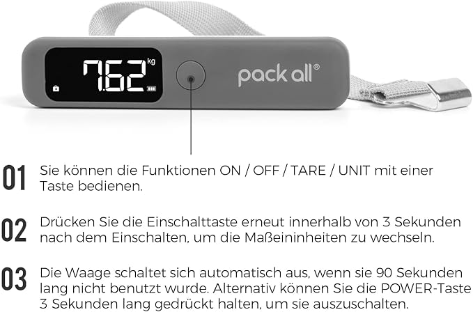 pack all Travel Accessories Bundle | 110 Lbs Luggage Scale (1 Pack Grey) & TSA Cable Lock (1 Pack Grey) - Image 6