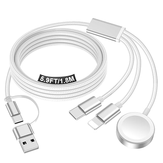 Travel Essentials for Apple Watch Charger,iPhone Charger,3 in 2 Type C/Lightning/Magnetic Travel Charging Cable,Portable Multi Charging Cable for Apple Watch, iPhone 17‑11,Samsung S26,Car,iPad-6FT by Accessoriesforphoneandelectricproducts