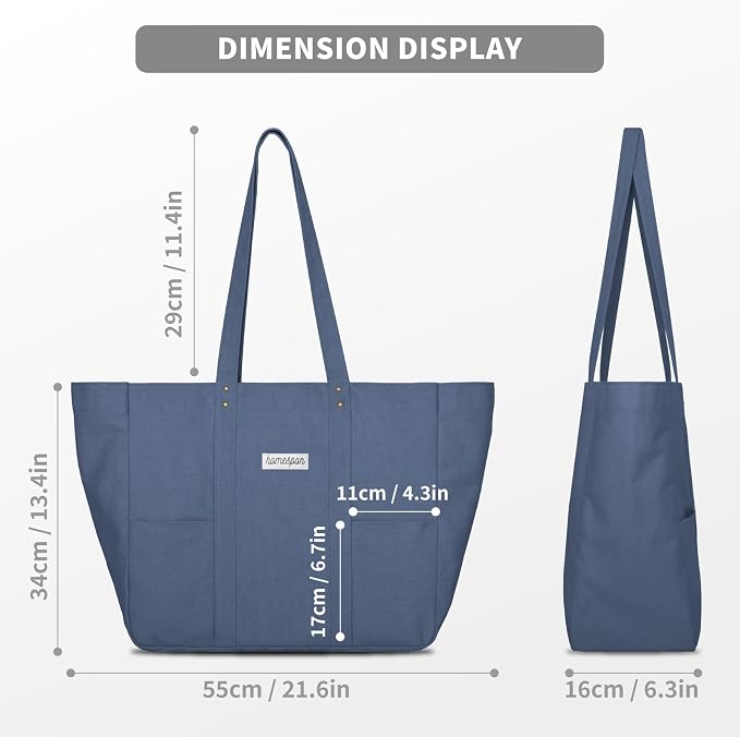 HOMESPON Large Canvas Tote Bag, Magnetic Work Laptop Pack for Women | Everything Bag, Multi Pockets, Internal Laptop Sleeve - Image 4