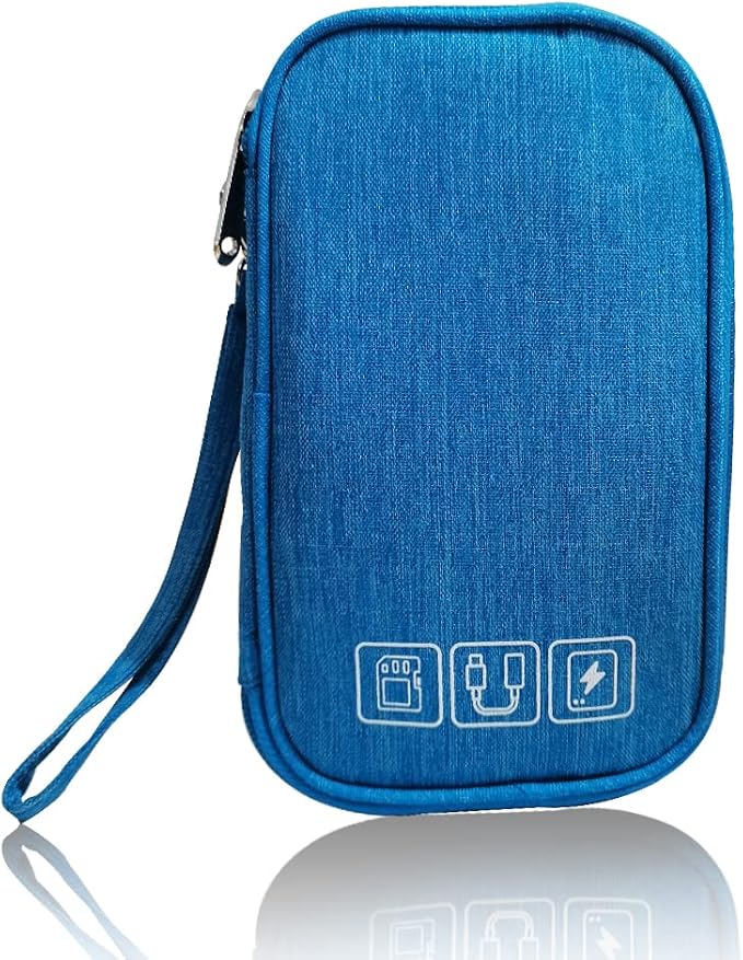 Electronic Organizer Bag Cable Organizer Travel Cord Organizer Case Pouch Portable Carrying Case for Charger Hard Drive Earphone USB SD Card (Blue) by DUMEALAGR