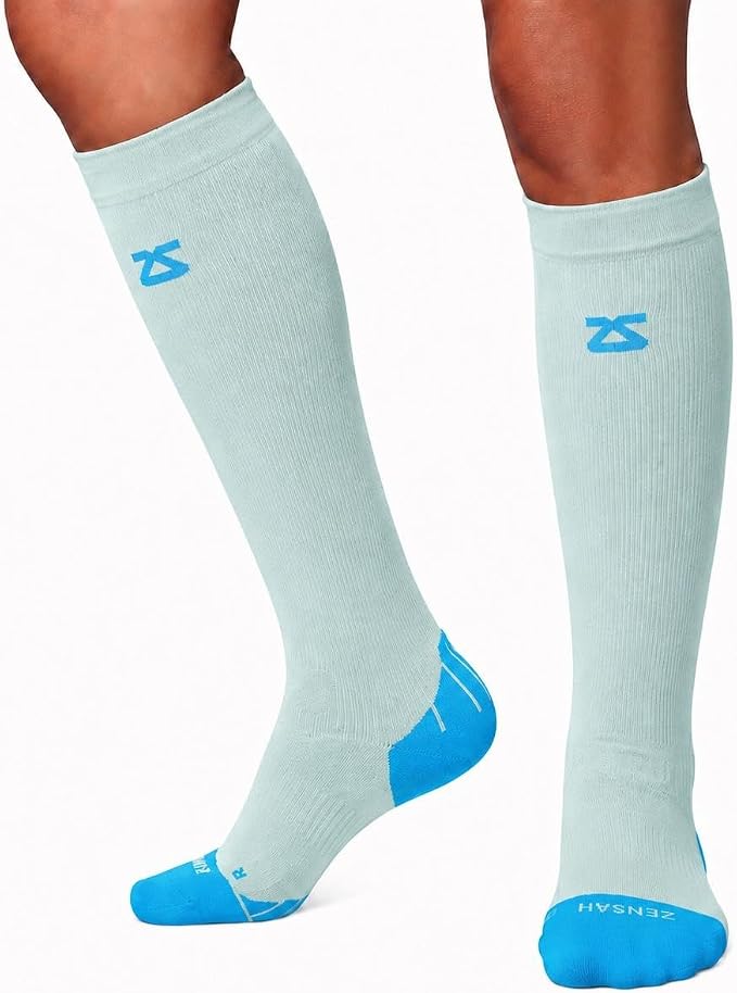 Zensah Tech+ Compression Socks - Knee High Running Socks for Sports, Travel, Made in Italy by Zensah