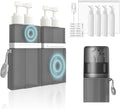 4 in 1 Travel Toiletry Containers,TSA Approved Refillable Travel Size Toiletries Bottles Set with Suction Cup for Smooth Walls - for Shampoo,Conditioner,Body Wash,Lotion.(Grey) by TechoEcho