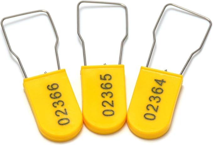 100pcs Security Metal Wire Padlocks, Plastic Security Seals Disposable Anti-Tamper Tag Locks with Numbered Anti Tamper Tag Hasps (Yellow, 100pcs) by Rasunkae