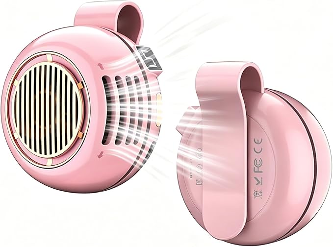 2026 Upgrade Portable Silent Mini Bladeless Fan Clip On (Pink) | Adjustable 5 Speed, LED Digital Display, 360° Rotatable, USB Rechargeable, For Outdoor, Travel, Office by Unknown