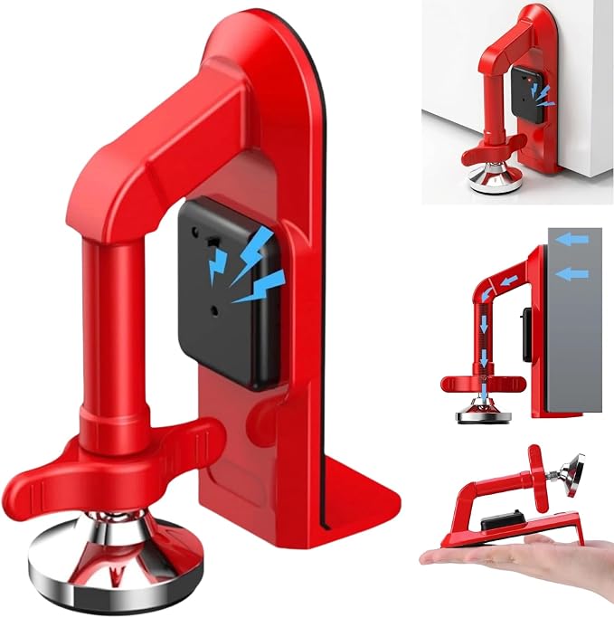Portable Door Lock for Travel with 80dB Alarm, Floor-Braced Door Stopper | No-Drill Floor Brace, Pressure-Activated 5-Second Alert, Compatible Inward-Opening Doors Only by Cprnru