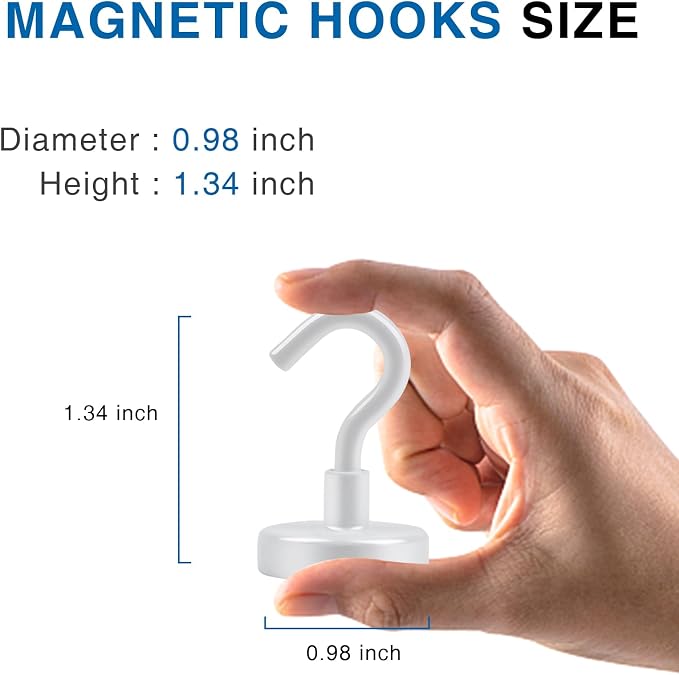 LOVIMAG Magnetic Hooks for Cruise Cabins, 85LBS, 6 Pack | Heavy Duty Neodymium Magnet with Hook Essentials for Classroom, Fridge, Ceiling, Hanger, White - Image 3